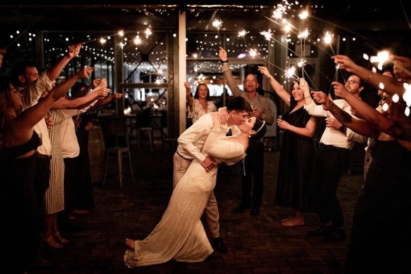 adelaide hills wedding venue inglewood sparkler sendoff